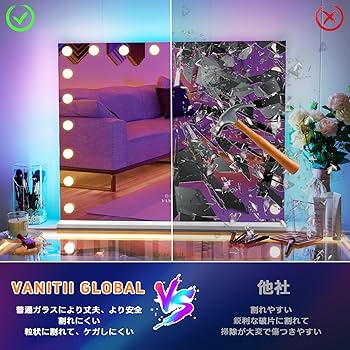 Amazon.co.jp: VANITII GLABAL 女優ミラー 大きい ハリウッドミラー