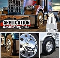 Vista 6 de Cubiertas de tuerca de 33 mm de Cabtherlyn para camiones semi, cubiertas de tuerca de 33 mm x 7 cm de plástico ABS cromado con punta, 20