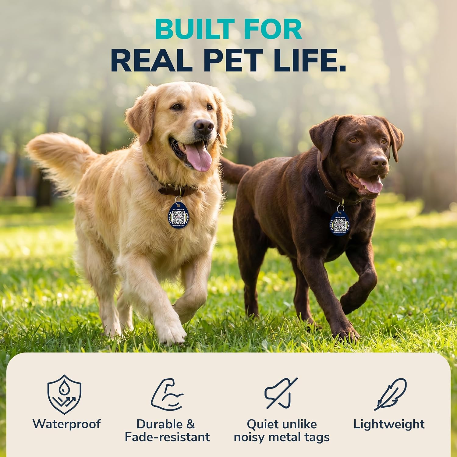 Privacy Smart Dog Tag | Custom QR Code Tags, Navy, 1-Pack image 5