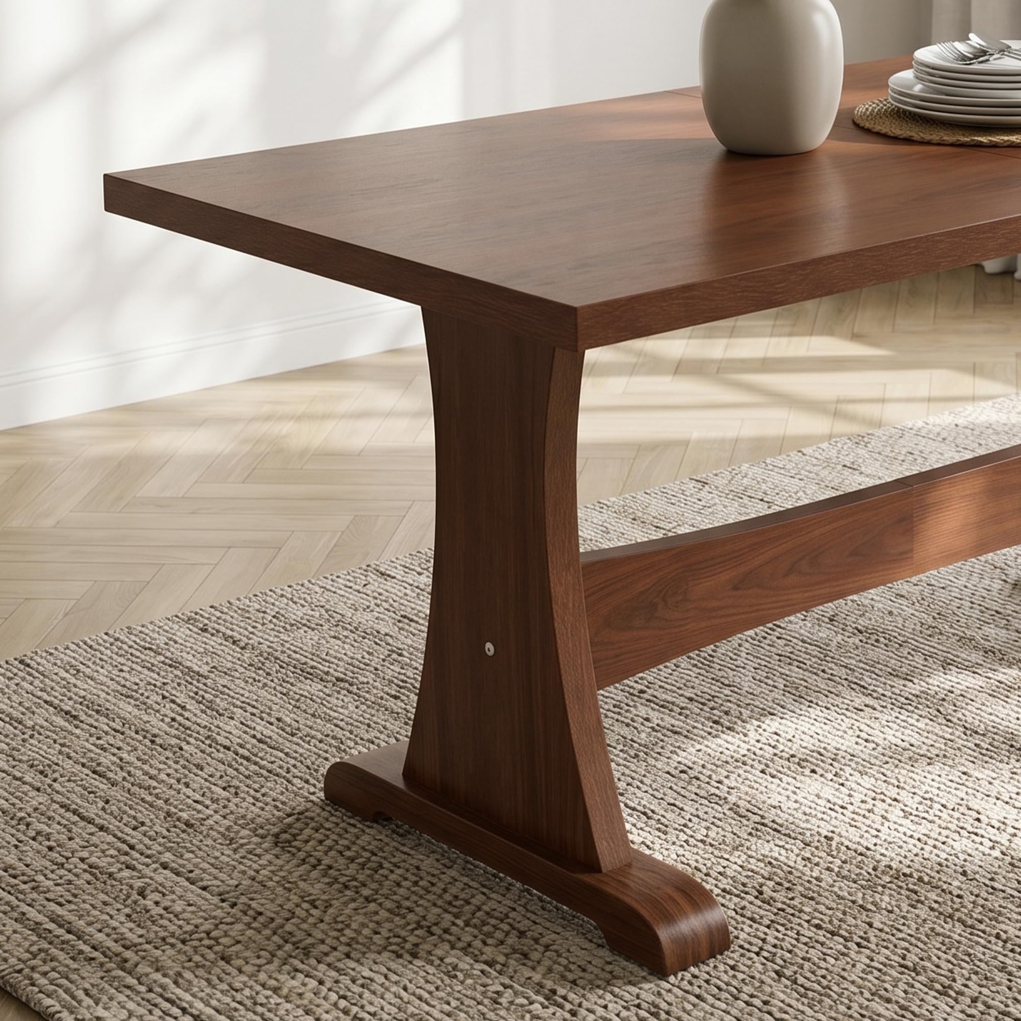 Nowoczesny zestaw stołów do jadalni z płyty MDF 160 cm z 6 czarnymi krzesłami Slish Kitchen Diner Fur na rodzinne posiłki i spotkania