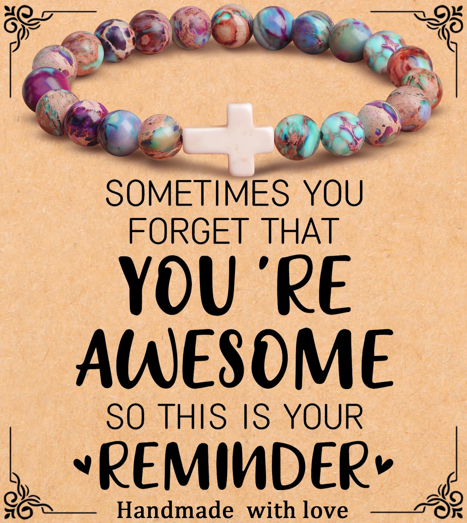 Cross Bracelet for Women Christian Gifts for Daughter Mom Grandma Niece Godmother Religious Baptism Jewelry Birthday Retirement Gifts Beaded Bracelet