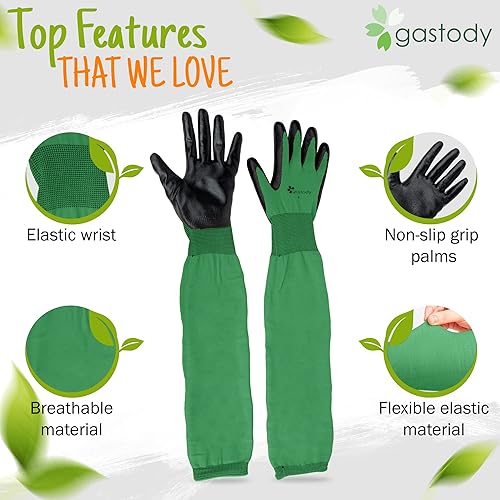 Miniatura 3 de Gastody - Guantes de jardinería de manga larga, multiusos, resistentes para exteriores e interiores, guantes de jardinería a prueba de espinas