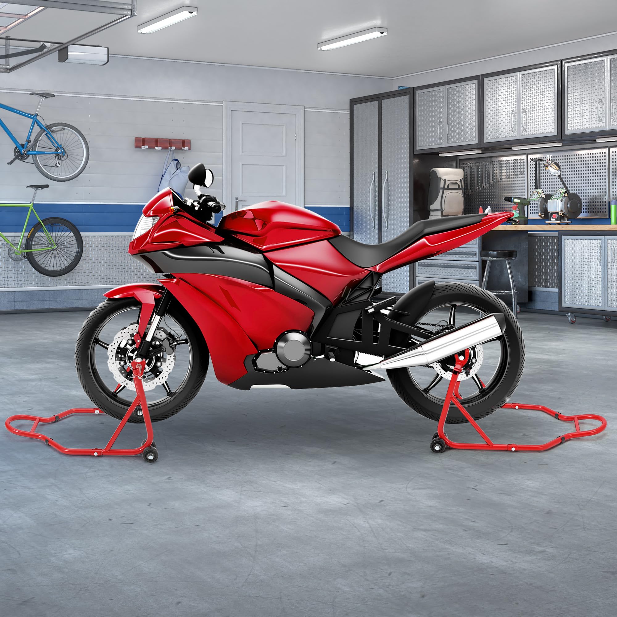 Caballete Para Motocicleta Con Capacidad De 850 Lb, Caballetes Elevadores Para Ruedas Delanteras y Traseras Con Ruedas, Caballete Universal Para Motocicleta