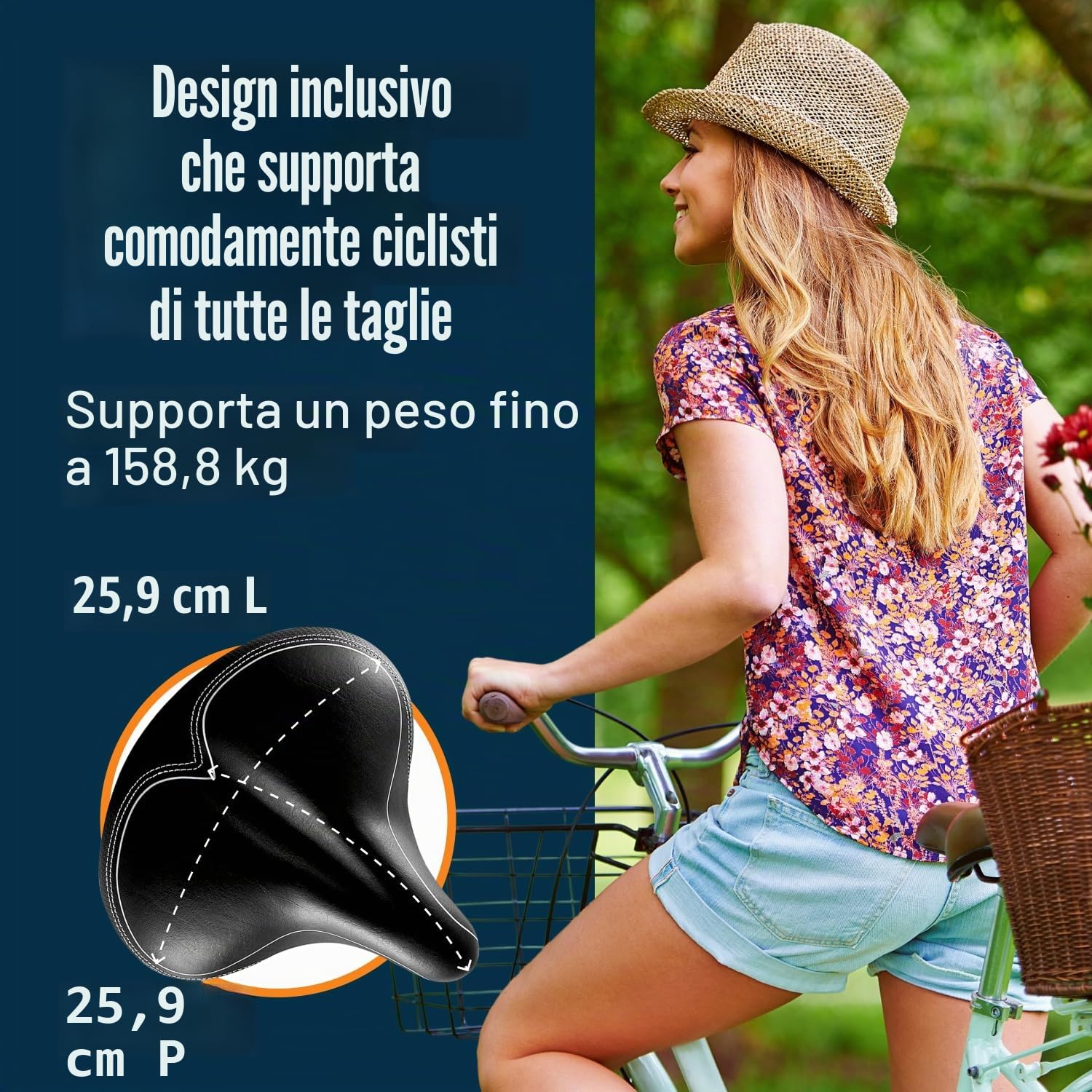 Bikeroo Sellino per bicicletta oversize compatibile con Peloton, cyclette o bici da strada, sella di ricambio con ampio cuscino per uomo e donna