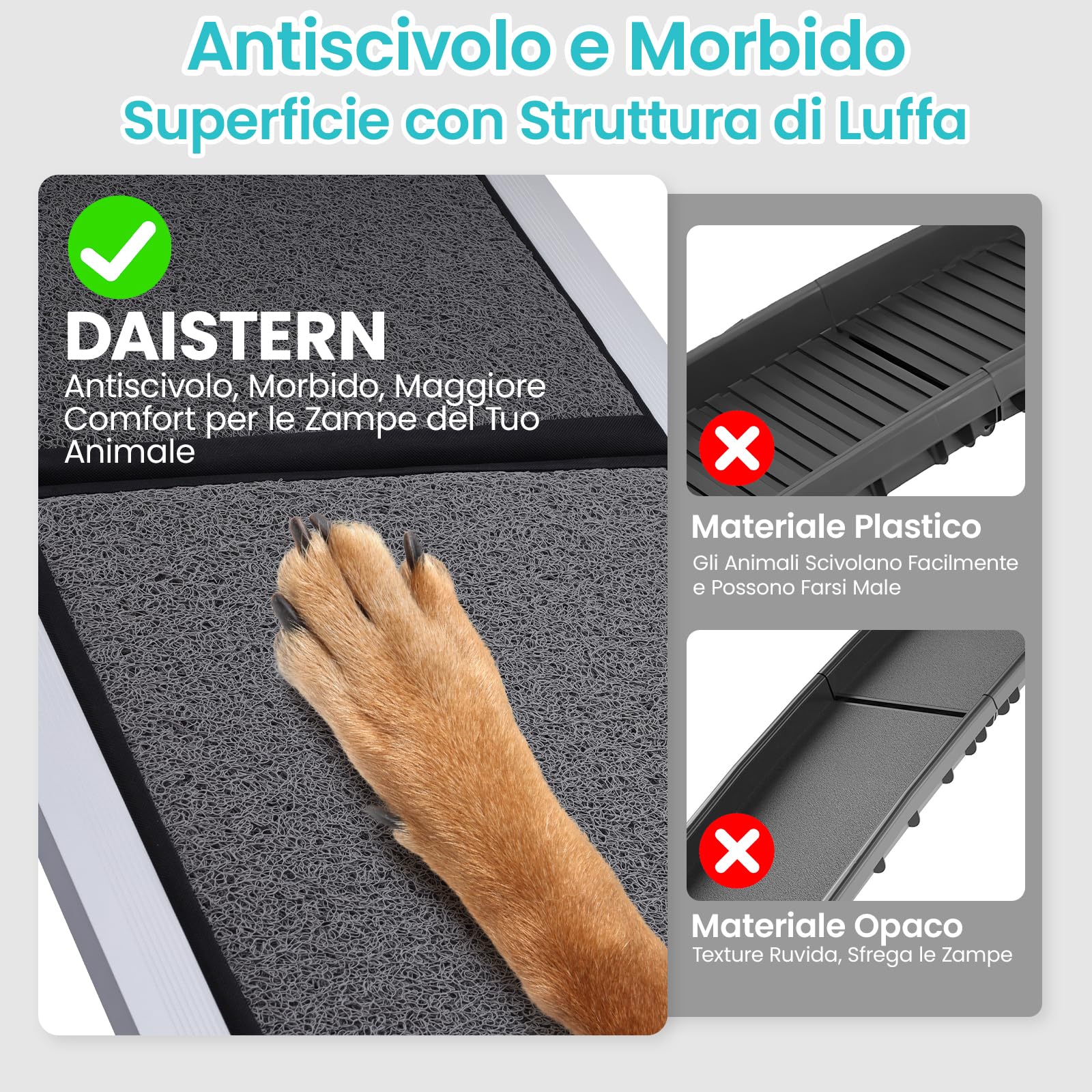DAISTERN da BSWAY Rampa Auto per Cani Pieghevole 170cm x 44cm, Scaletta Pedana Auto Cane con Superficie Antiscivolo, Telaio Metallo Alluminio, Ideale per Auto SUV Camion Letto, Portata Massima 129KG