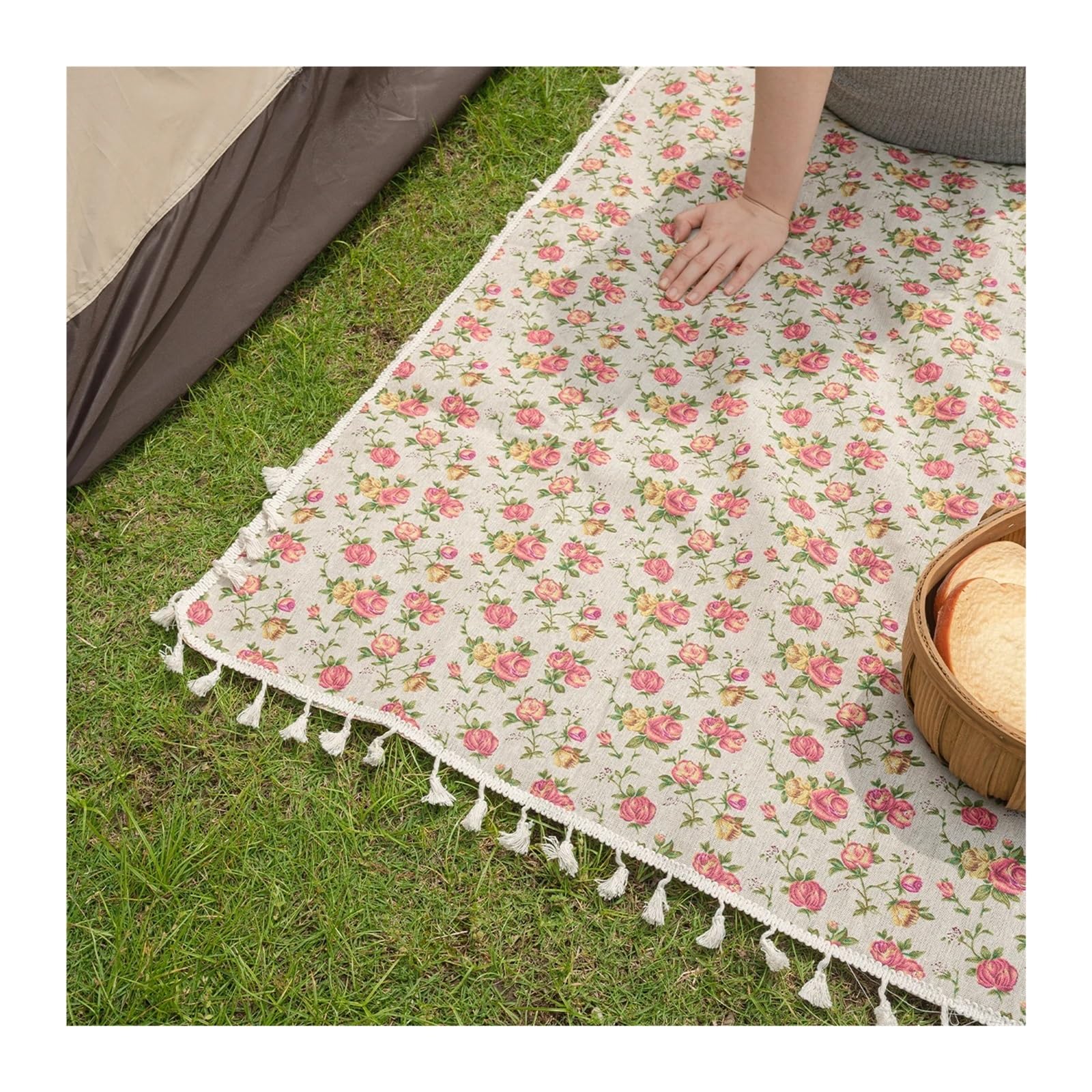 Couverture Pique Nique Tapis de Pique-Nique Pliable Style Campagne Rose, idéal for Les Voyages à la Plage, Le Camping et la randonnée.(140x220)