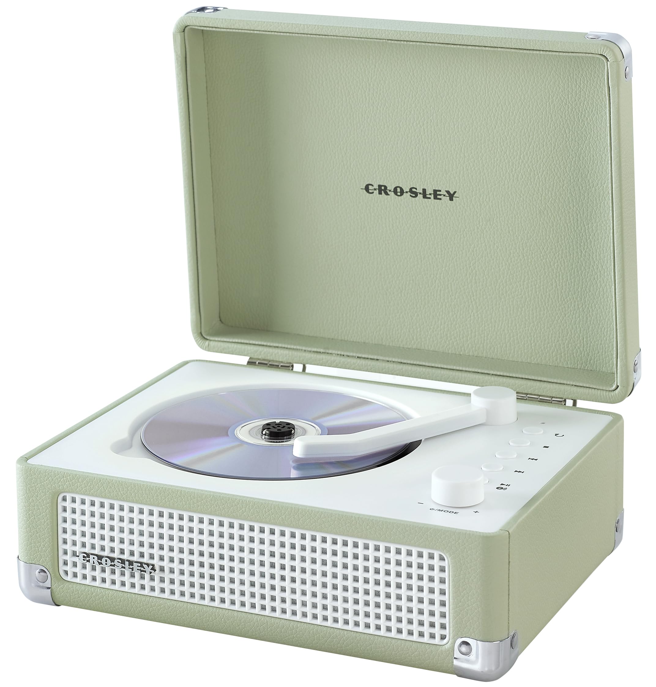 Crosley CR3505A-MT Cruiser Lecteur CD Portable rétro avec Haut-parleurs stéréo Bluetooth et Radio FM, Menthe | Haut-parleurs stéréo intégrés et radio FM - Lecteurs CD rechargeables pour la maison, design vintage valise
