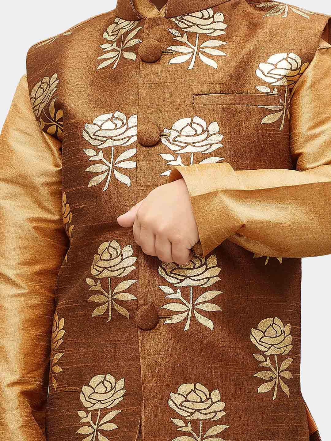 JBN Creation Boy's Silk Blend Nehru Jacket (VASBJCO006_18_Coffee - Image 4 thumbnail