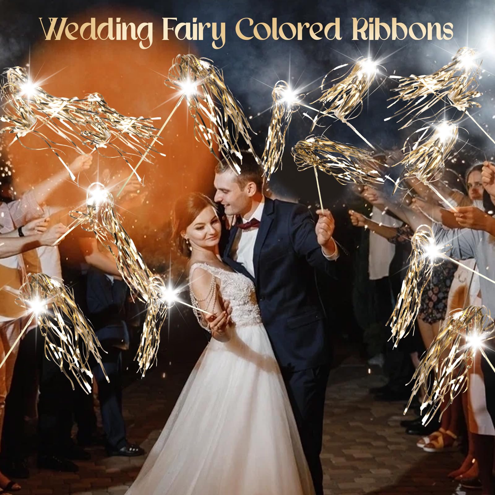 100 Stück Hochzeitsstäbe leuchten mit LED-Lametta, Hochzeitsschlangen für Hochzeit, Versand und Gruß, ideale Requisiten für Hochzeiten, Geburtstagsfeiern, Weihnachten, Cheerleading-Spiele