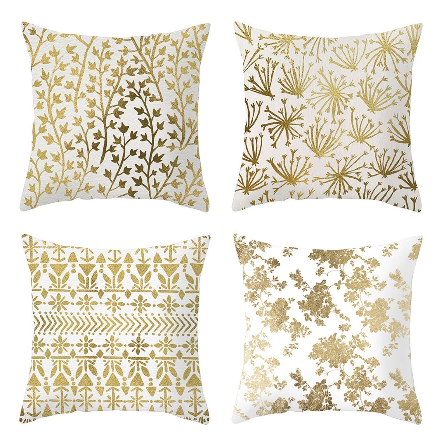 Taie de coussin fleurs or 50x50cm en tissu polyester de qualité supérieure