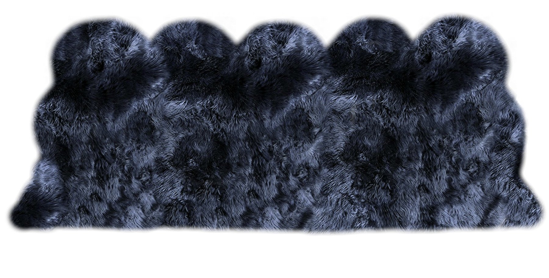 LAMBZY Shapes Sheepskin Five Pelts Side by Side Area Rug, Black