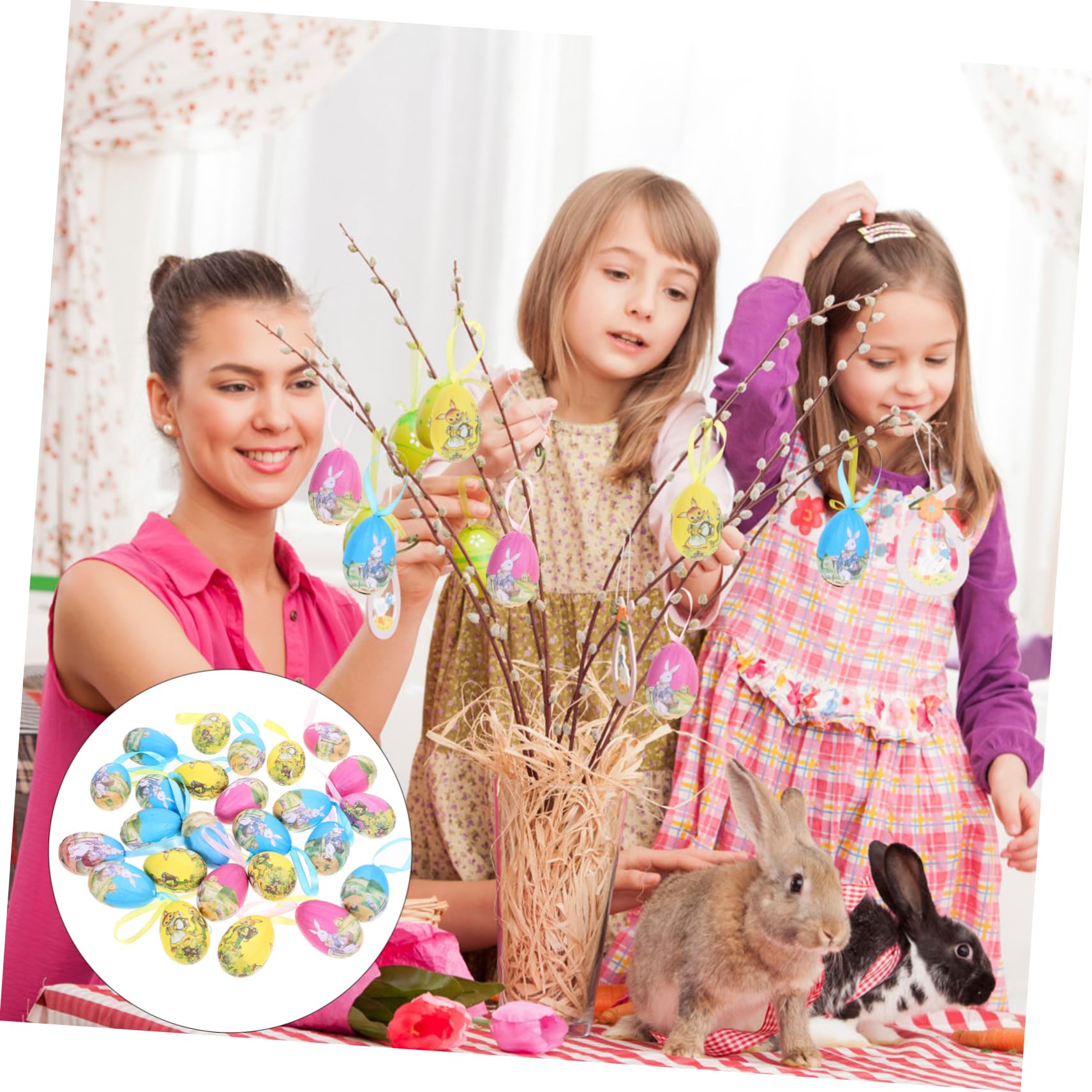 MAGICLULU 5 Sätze Hängende Osterverzierung Füllstoffe Doppelt Weihnachtliche Tischdeko Weidenkörbe Ostereier Easter Egg Decoration Ornament Dekorative Osterdeko Schaum 25 Stück * 5