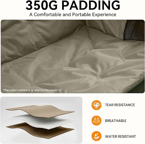 Miniatura 6 de Silla de campamento doble acolchada de gran tamaño para adultos, sofá biplaza plegable con portavasos y bolsillos laterales, sillas de césped