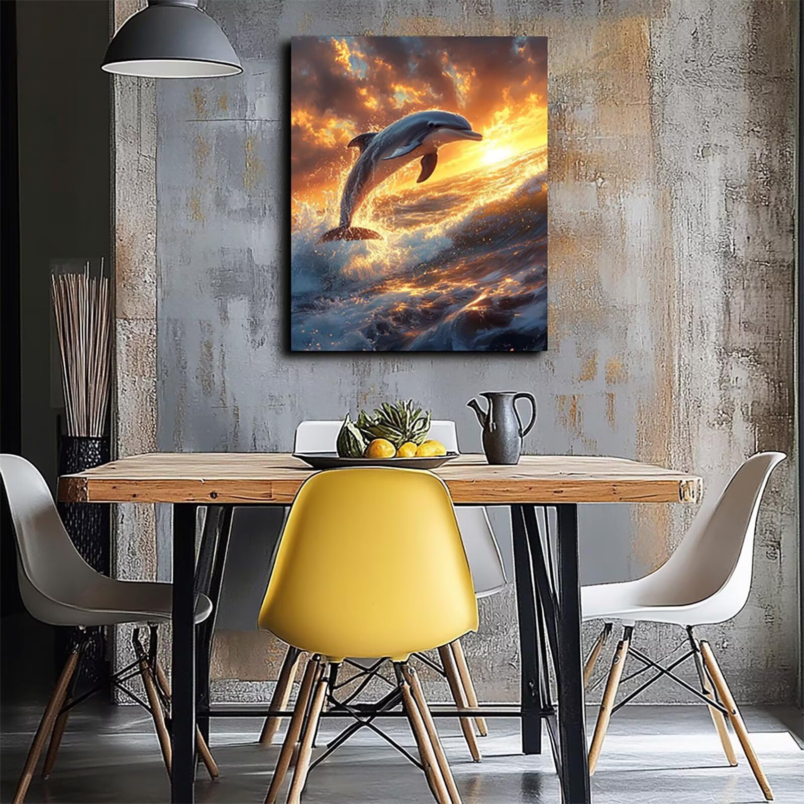 Zestawy do malowania po numerach, delfin, do malowania według numerów, dla dorosłych, zestawy płócienne z farbą akrylową i długopisami, 71 x 96 cm, zestawy do malowania według numerów, dekoracja