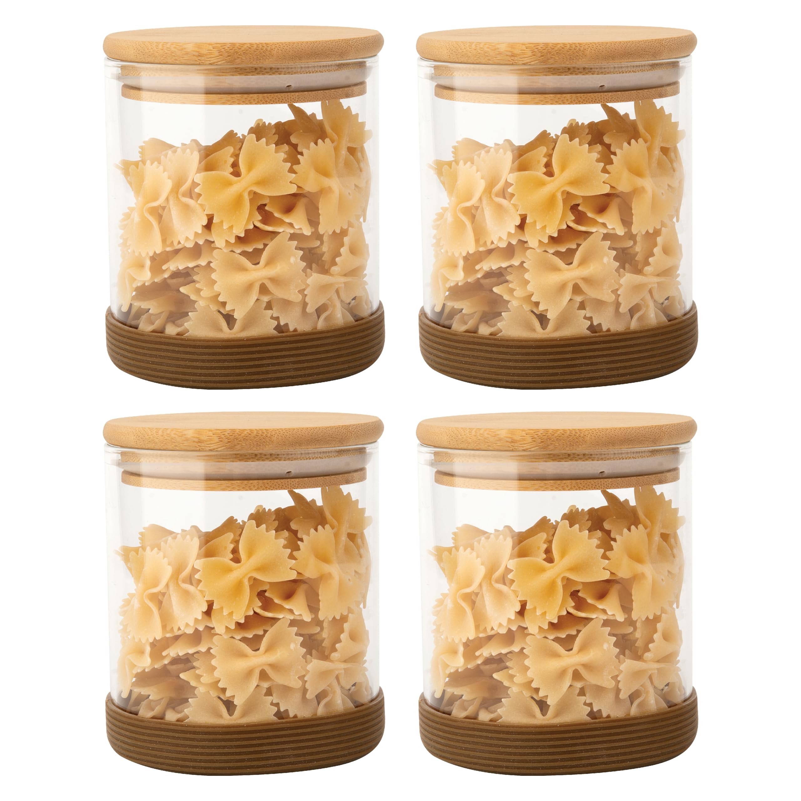 Femora Kitchen Storage Jars Borosilicate Glass With Wooden Lid Silicon Bottom Base Air Tight Jar, 600 ML, Pack of 4 (B0CKHZ9632) Amazon Price History, Amazon Price Tracker