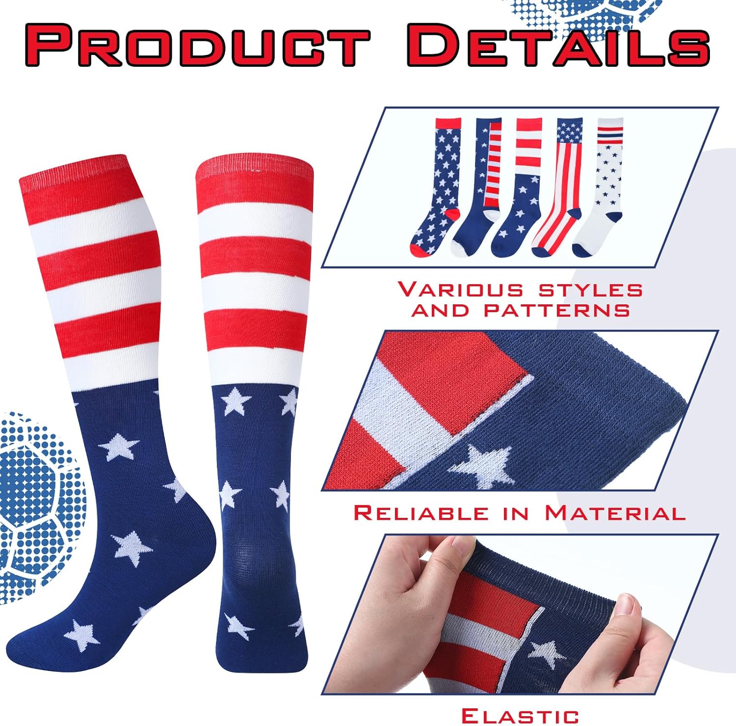 Zoooyawn 10 Pairs 250th American Anniversary Flag Socks Camo Socks Patriotic Men over The Calf for Soccer Baseball Football - Image 4