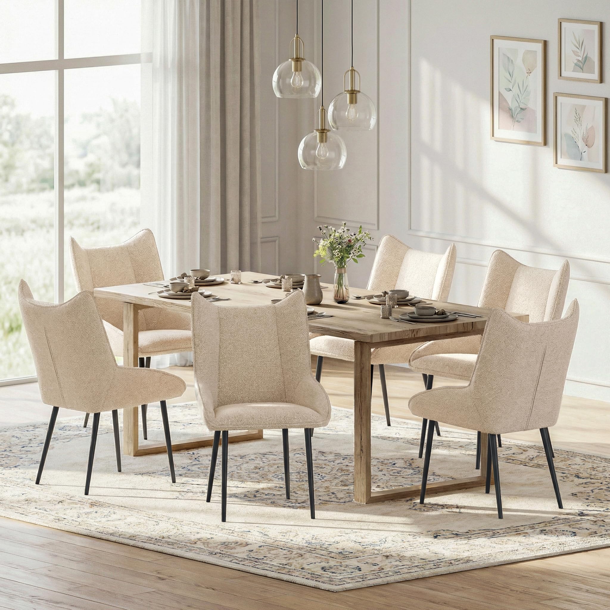 Esszimmerstühle 1er Set, moderner Küchenstuhl Creme ohne Armlehnen, Stühle Esszimmer aus Samt, verstellbare Füße, für Esszimmer, Wohnzimmer, Küche & Schlafzimmer