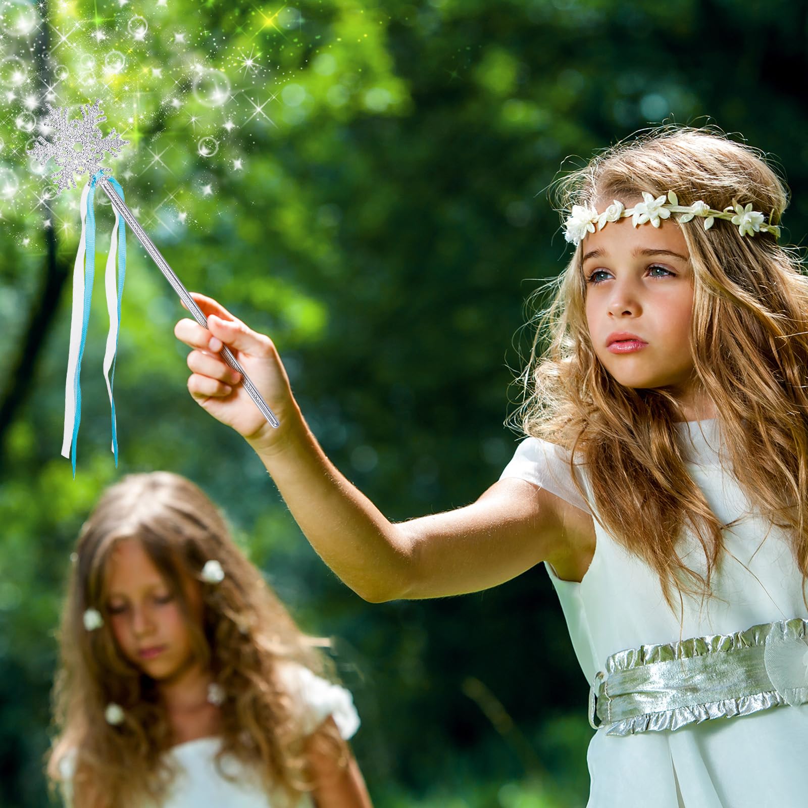 Gejoy 36 Pcs Frozen Snowflake Wand Silver Snowflake Magic Wand Snowflake Theme Winter Wand Princess Wand