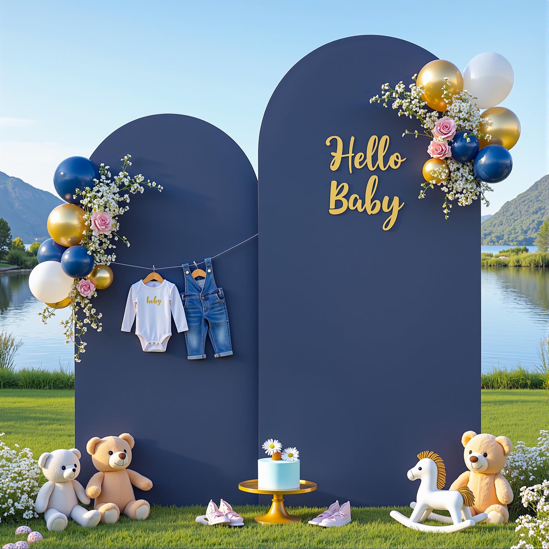 Navy Blue Arch Covers Backdrop Set of 2 Wedding Arch Covers Stretchy Backdrop Decorations Baby Shower Bridal Shower Photo Birthday Party Graduation