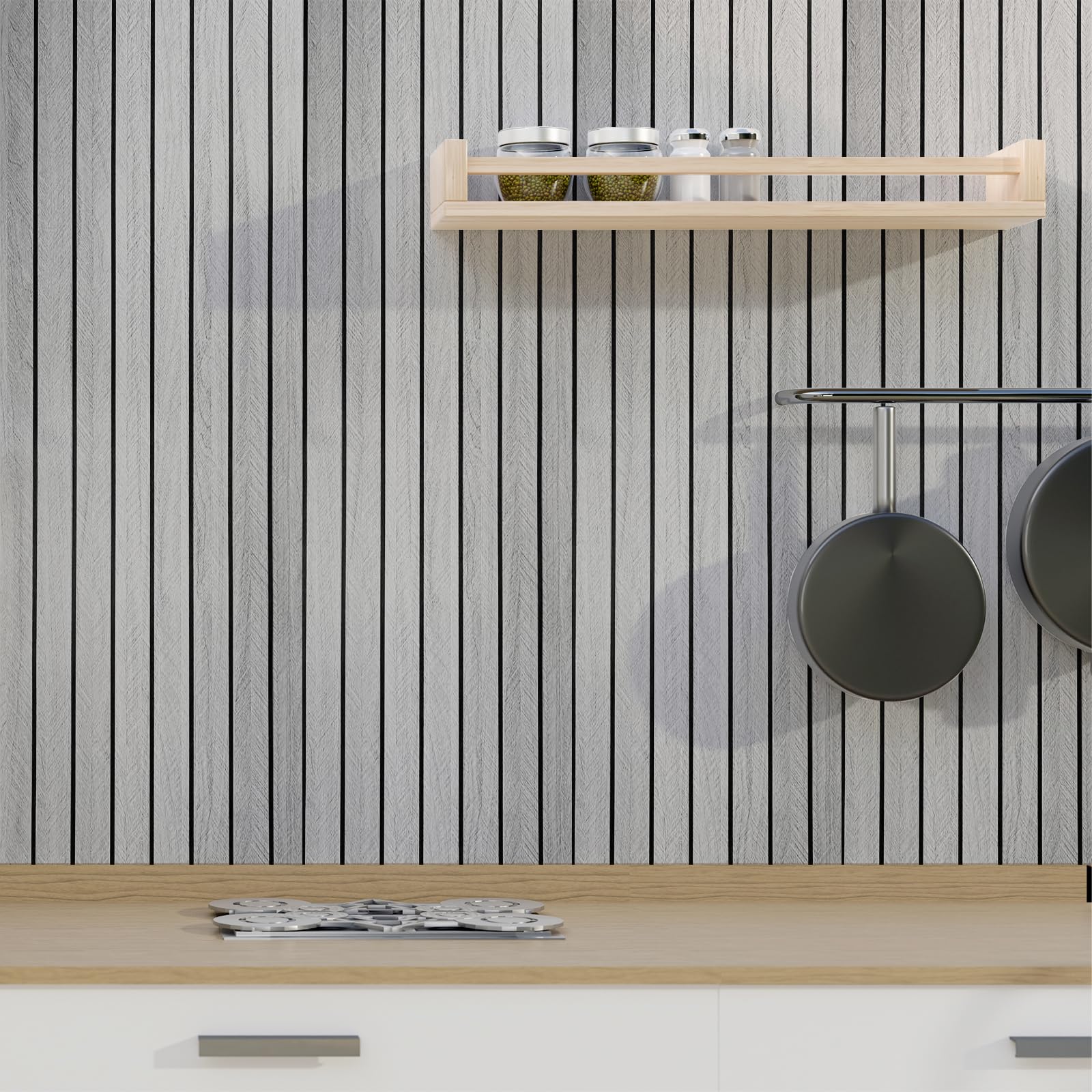 Paneles acústicos autoadhesivos de madera, 300 x 40 cm, paneles de pared con aspecto de madera, decoración de pared, paneles de láminas 3D, placa de insonorización de chapa de madera, paneles de techo