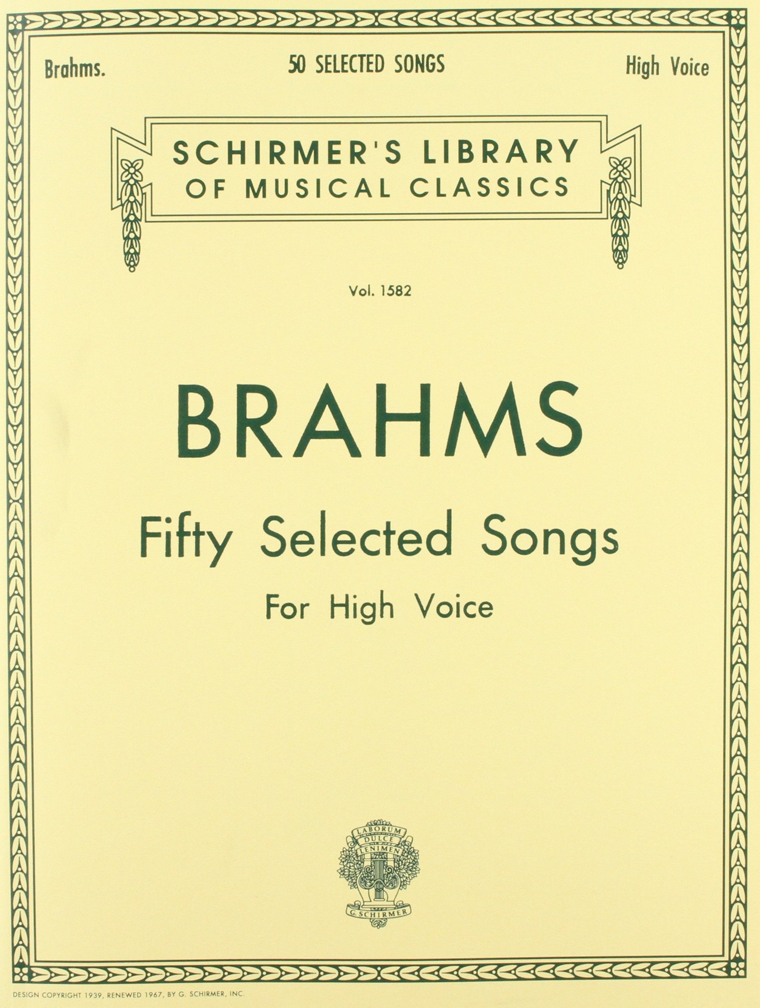 50 Selected Songs: Schirmer Library of Classics Volume 1582 High Voice (Schirmer's Library of Musical Classics)