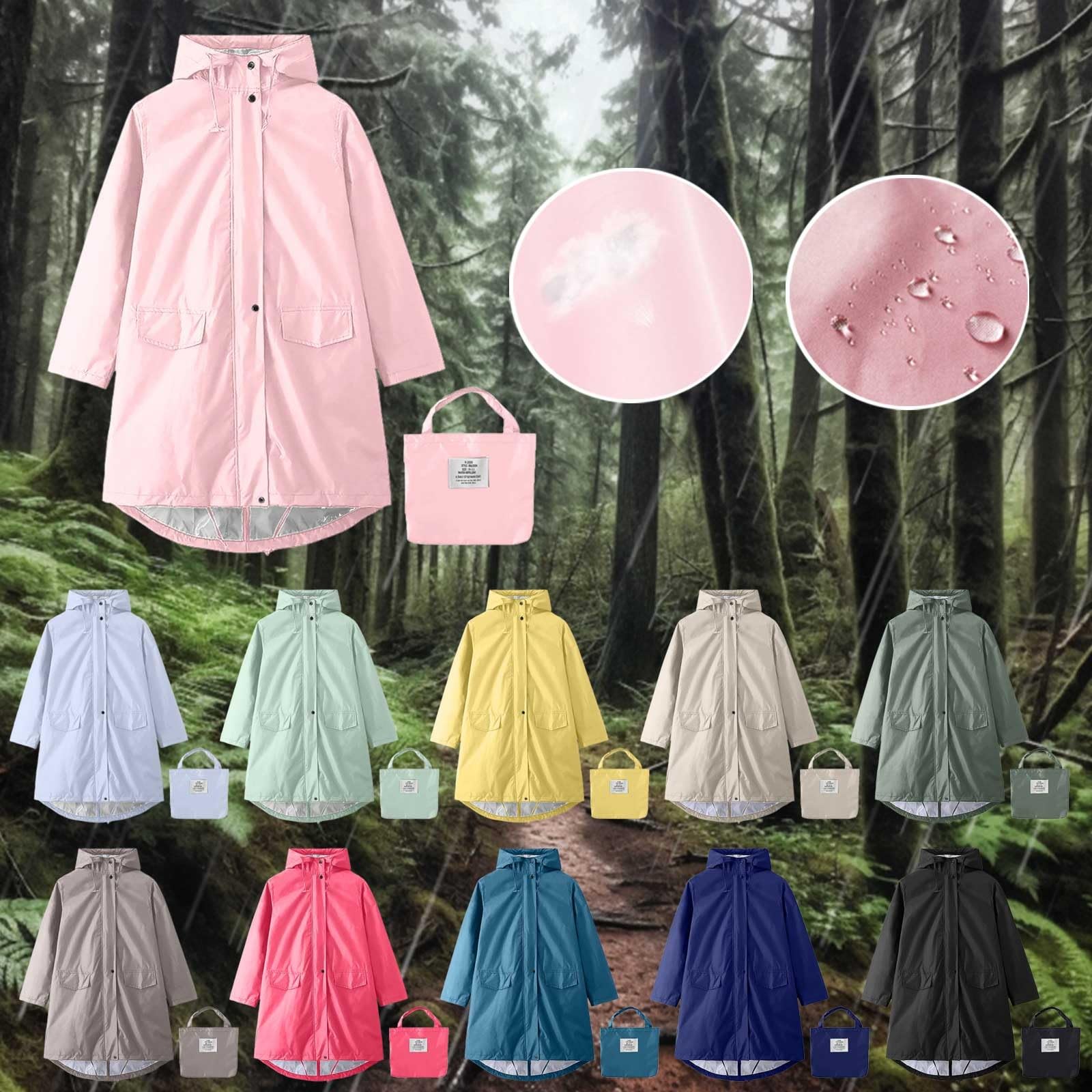 Generisch Poncho impermeabile da donna, in EVA, con cappuccio, multifunzione, riutilizzabile, per escursionismo, campeggio, pesca, bicicletta, abbigliamento antipioggia
