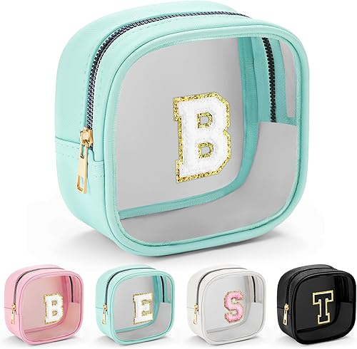 Miniatura 170 de YOOLIFE - Bolso transparente con iniciales para artículos de aseo personal para mujer, bolso de maquillaje y cosméticos impermeable, regalos de San