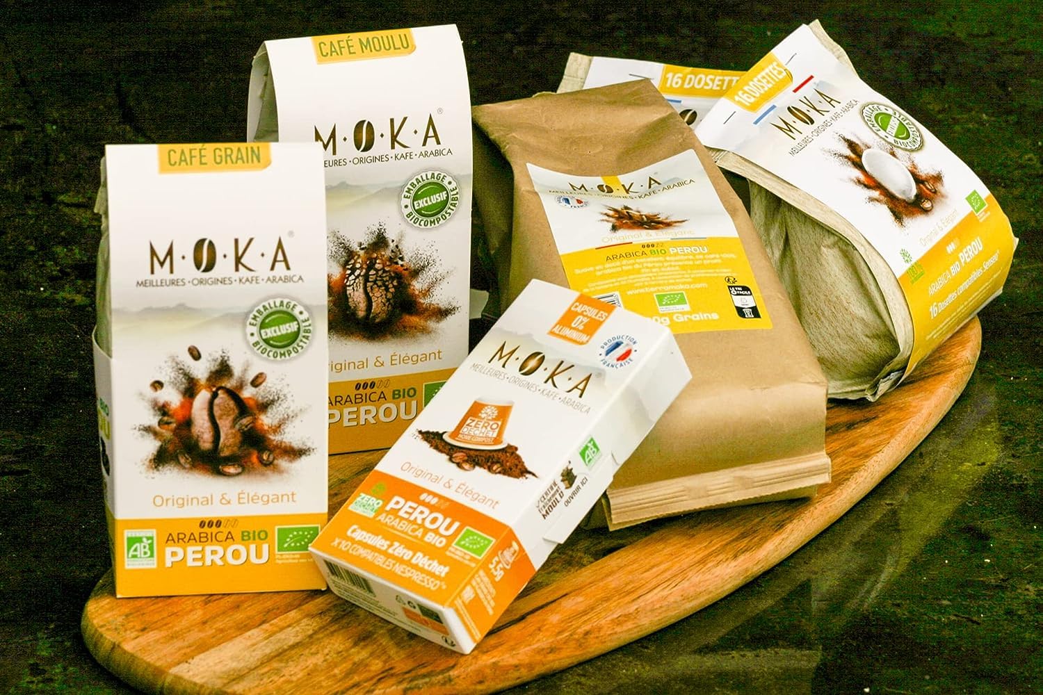MOKA - 100% reiner Arabica-Kaffee aus Mexiko - Stärke 8 - Origineller und eleganter Bio-Kaffee - 100 mit kompatible Kapseln - Zero Waste - Biologisch abbaubar und Home Compost - Frankreich