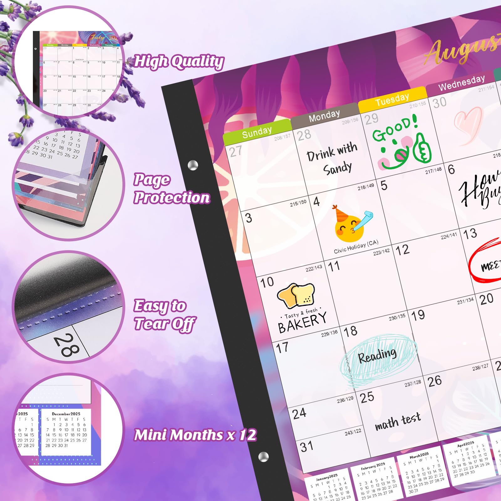 Gannyfer Large Desk Calendar 2025-18 Month Calendar Jan 2025, Jun 2026, 22" x 17" Desktop Pad Calendar - Image 3