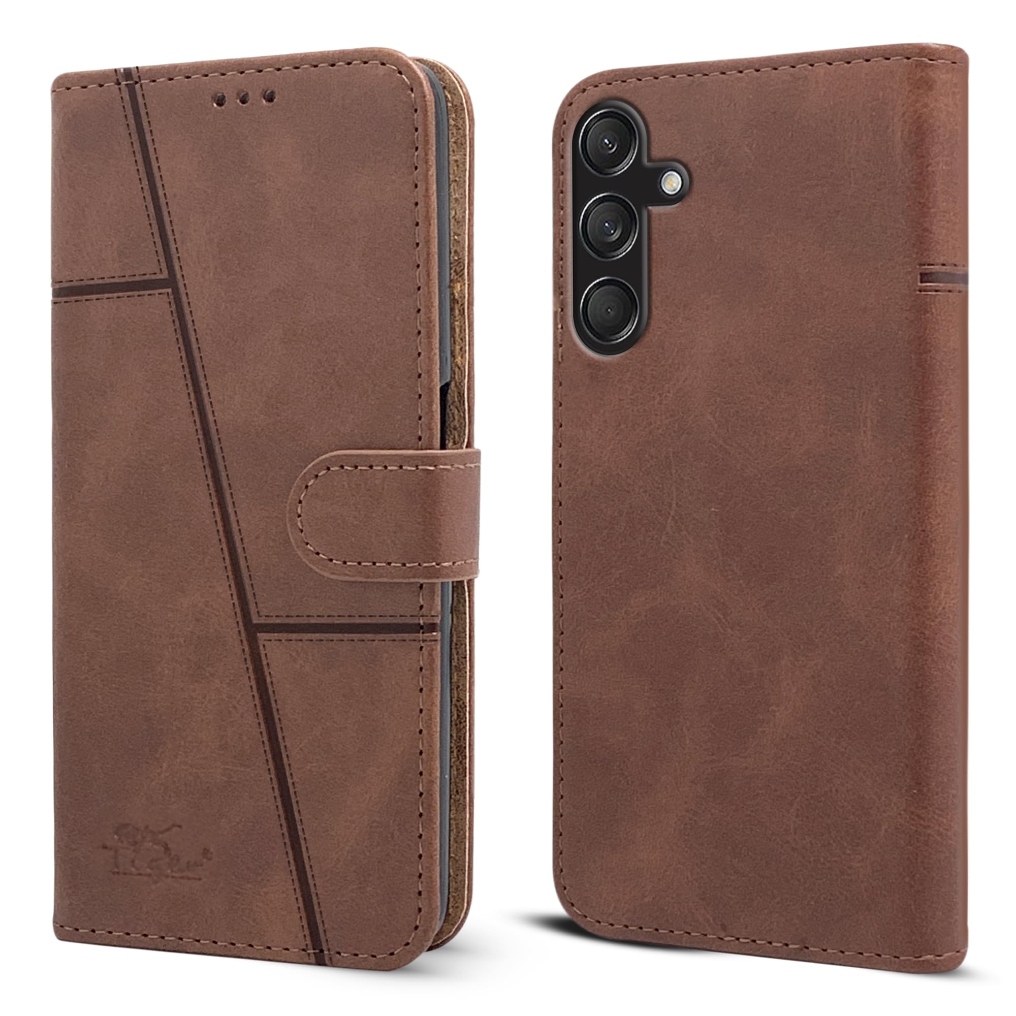 Jkobi Flip Cover Case for Samsung Galaxy M55 5G | F55 5G | M55s 5G (Stitched Leather with Magnetic Closure | Brown) (B0D39ZSLFD) Amazon Price History, Amazon Price Tracker