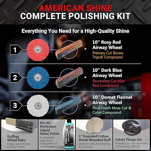 Miniatura 8 de Zephyr Kit de pulido, incluye compuestos de abrillantado, pulido y rueda de pulido para las vías aéreas, pulido como un profesional, pulido de metal