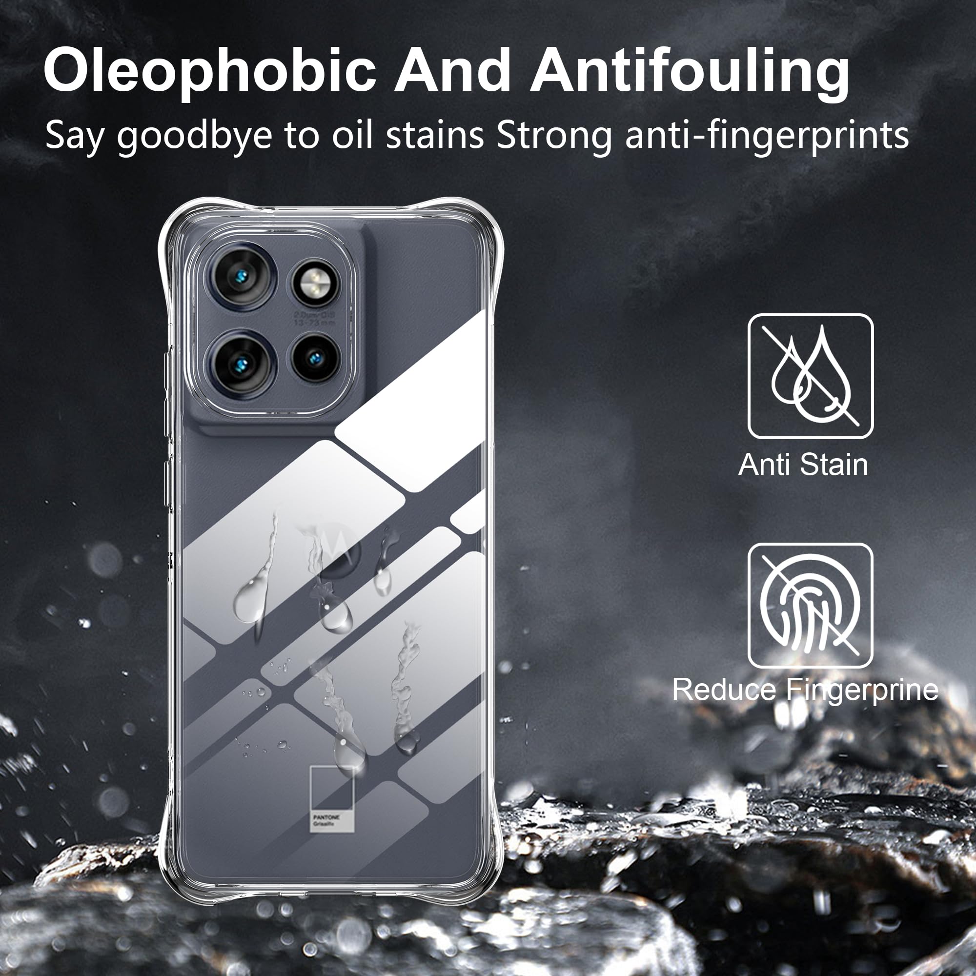 zZjoOoj Custodia per Motorola Moto Edge 50 Neo/Edge 60 Neo Cover e 2 Pezzi Pellicola Vetro Temperato[Senza Bolle] con Angoli di Protezione Antiurto,Clear Soft Silicone TPU Mobile Phone Case