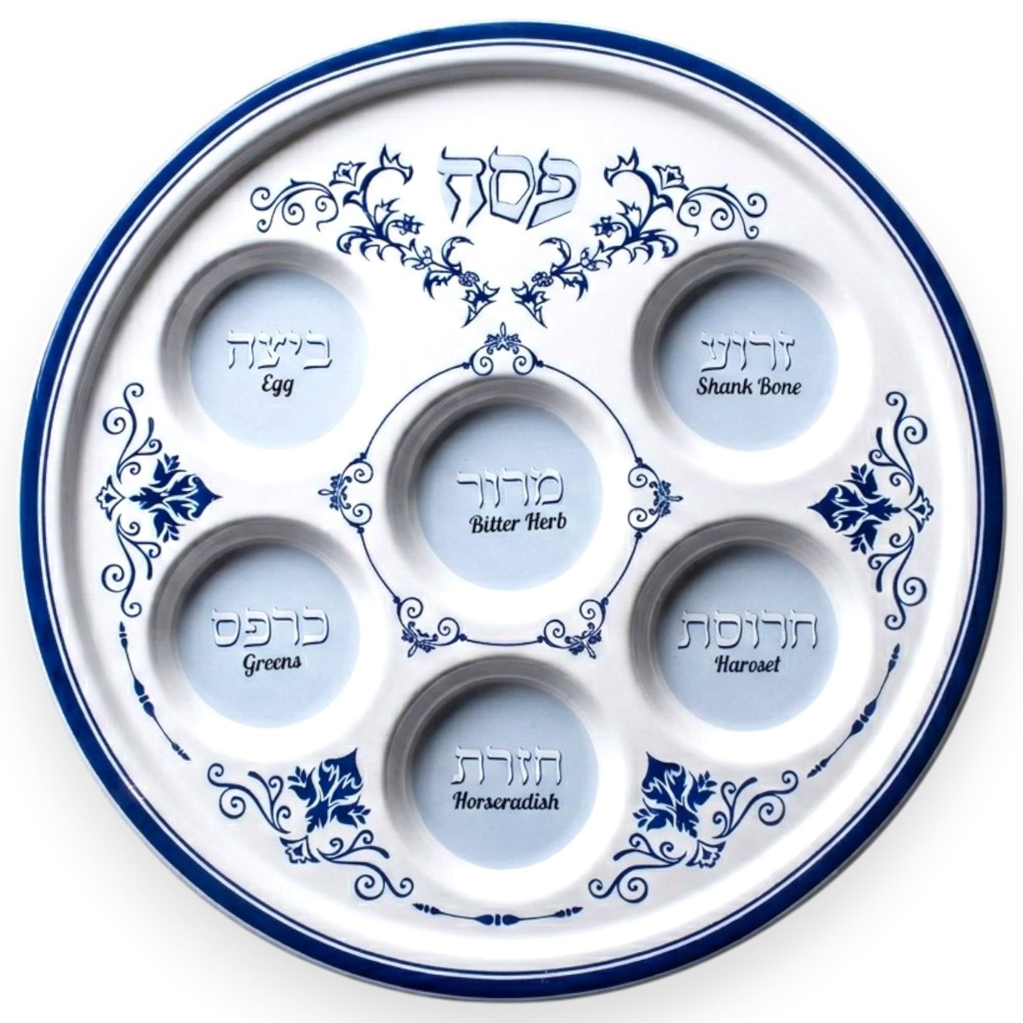 Snapklik.com : Elegant Ceramic Passover Seder Plate Floral Renaissance ...