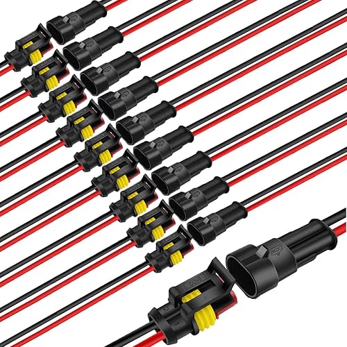 Kit de conectores eléctricos impermeables de 2 pines, enchufe HID, conector de cable automotriz marino para automóvil, camión, barco (paquete de 10)