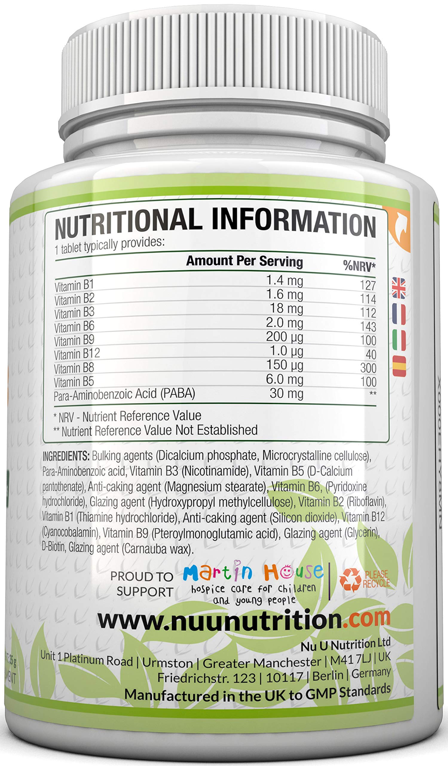 Vitamin B Complex 180 Tablets 6 Month Supply Contains All 8 B Vitamins
