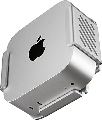 Matching Aluminum Under Desk, VESA, Wall Mount for Mac mini M4 | Anti-Scratch Silicone, Solid Metal Holder Bracket, Behind Monitor Stand, Multi-Directional, Easy Power Button Access