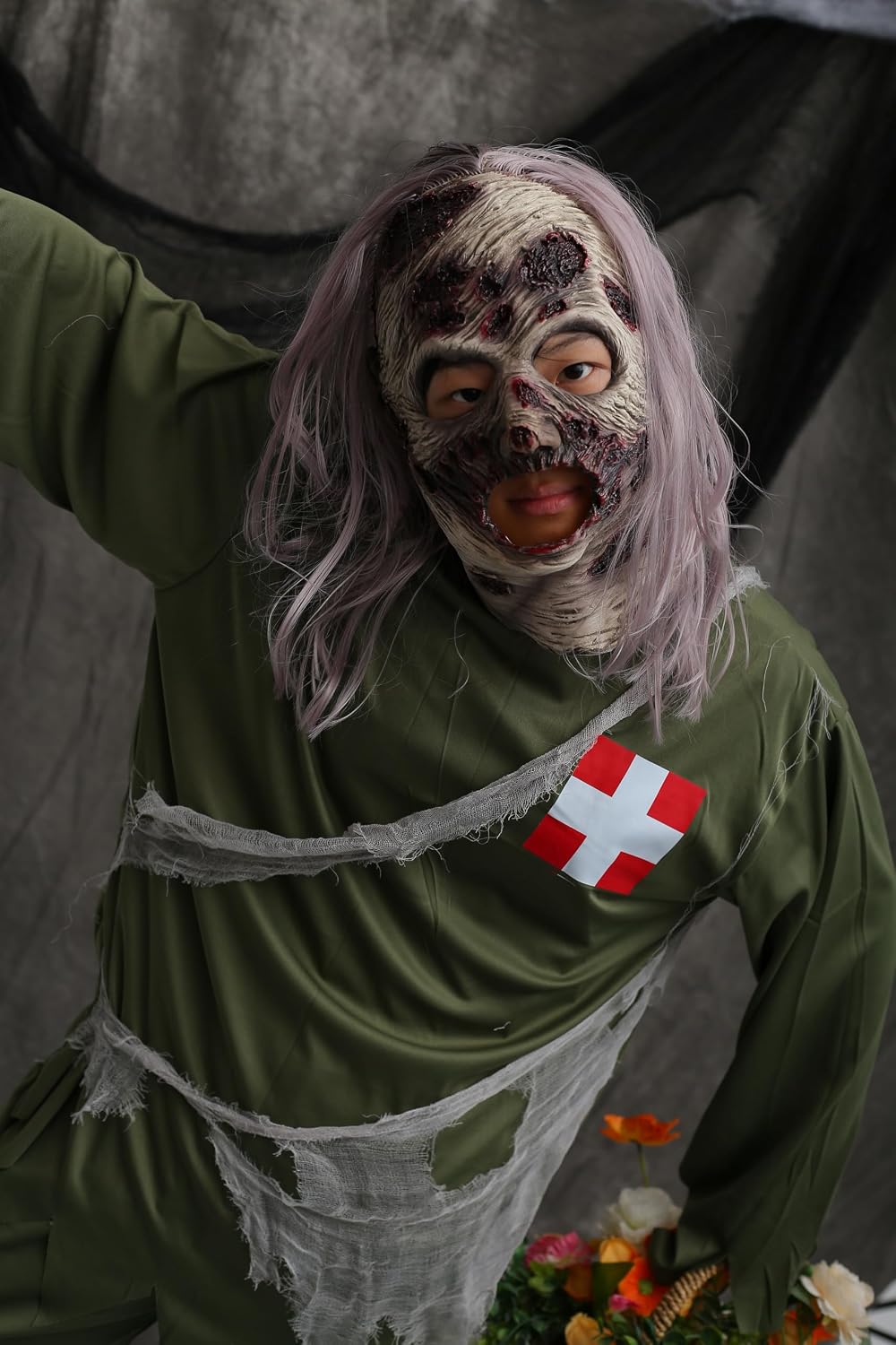 Halloween Zombie Mask Small Purple Costume Mask for Halloween Party Dressing Up Mens' Masquerad