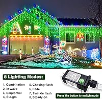 Vista 90 de Luces de Navidad azules al aire libre - 99 pies 1216 luces LED de carámbano para exteriores - Enchufe 8 modos luces centelleantes para decoraciones