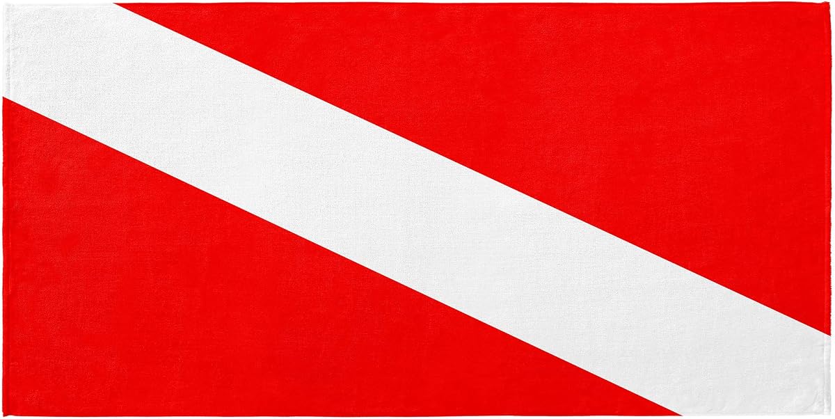 Diver Flag Velour Beach Towel 30 x 60 inch Summer 100% Cotton Velour Terry