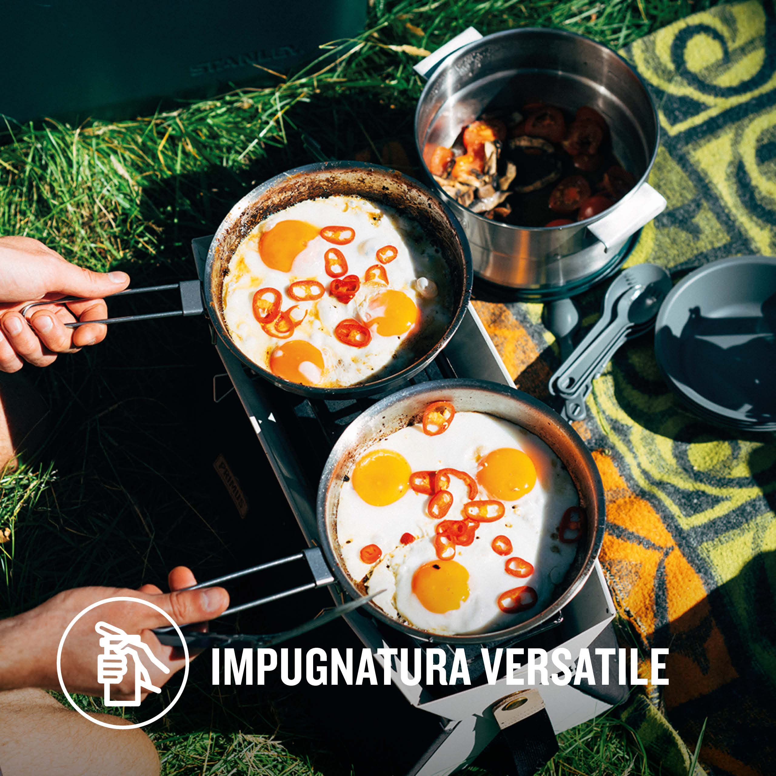 Stanley Adventure All-In-One - Set da cucina per esterni, leggero, 9 pezzi, in acciaio inox, per campeggio, ideale per il backpacking, escursioni o campeggio, lavabile in lavastoviglie