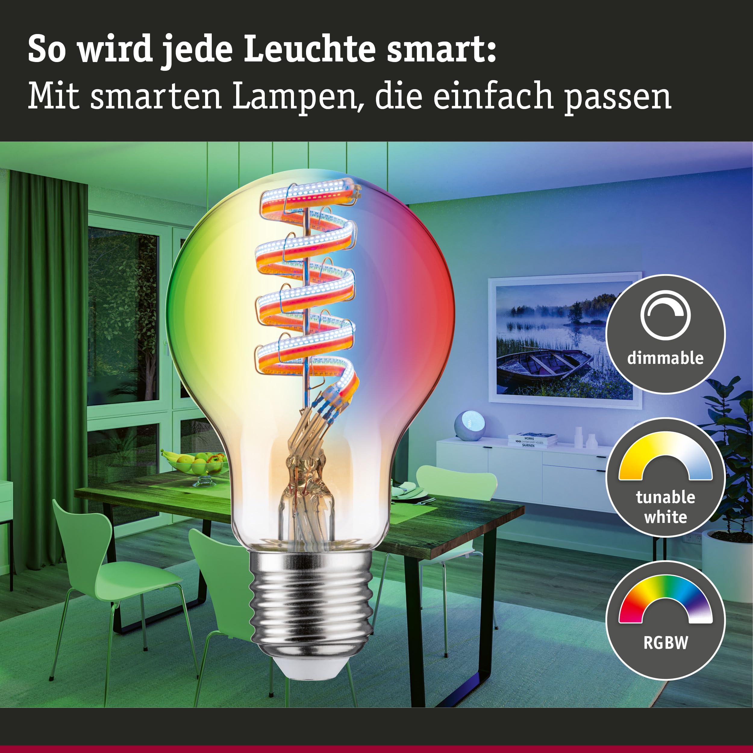 Paulmann 5281 Set Filament 230V LED Birne E27 5x470lm 5x6,3W RGBW+ dimmbar Gold