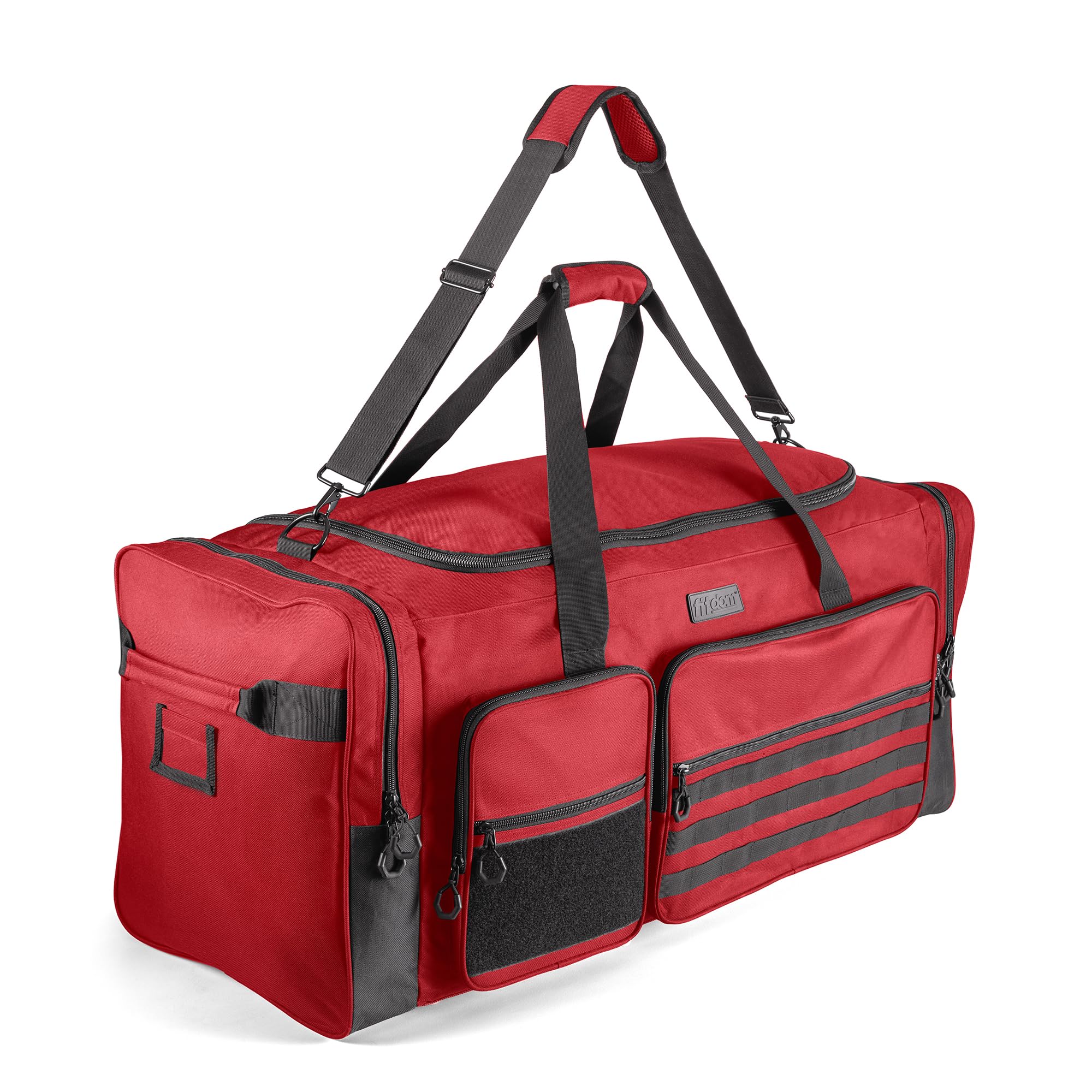 Fitdom 130L 36" Heavy Duty Extra Large Sports Gym Equipment Travel Duffle Bag W/Adjustable Shoulder Strap & 7 Compartments. Perfect for Soccer Baseball Basketball Hockey Football, Team Coaches & More