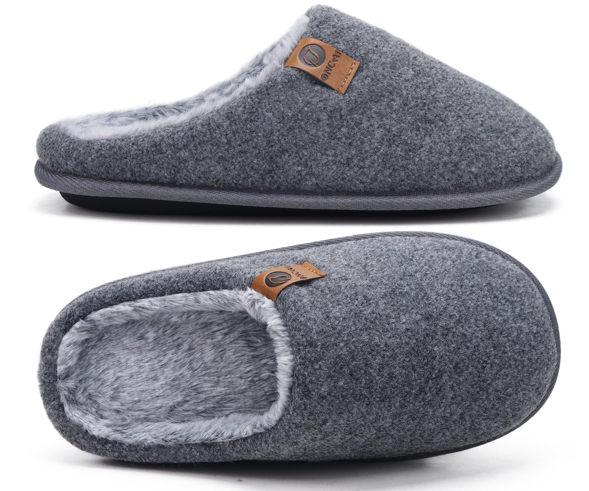 ONCAI Pantofole da Uomo Invernali, Comoda Memory Foam Calde Scarpe da Casa in Lana Con Suola Antiscivolo Taglia 40-49 EU