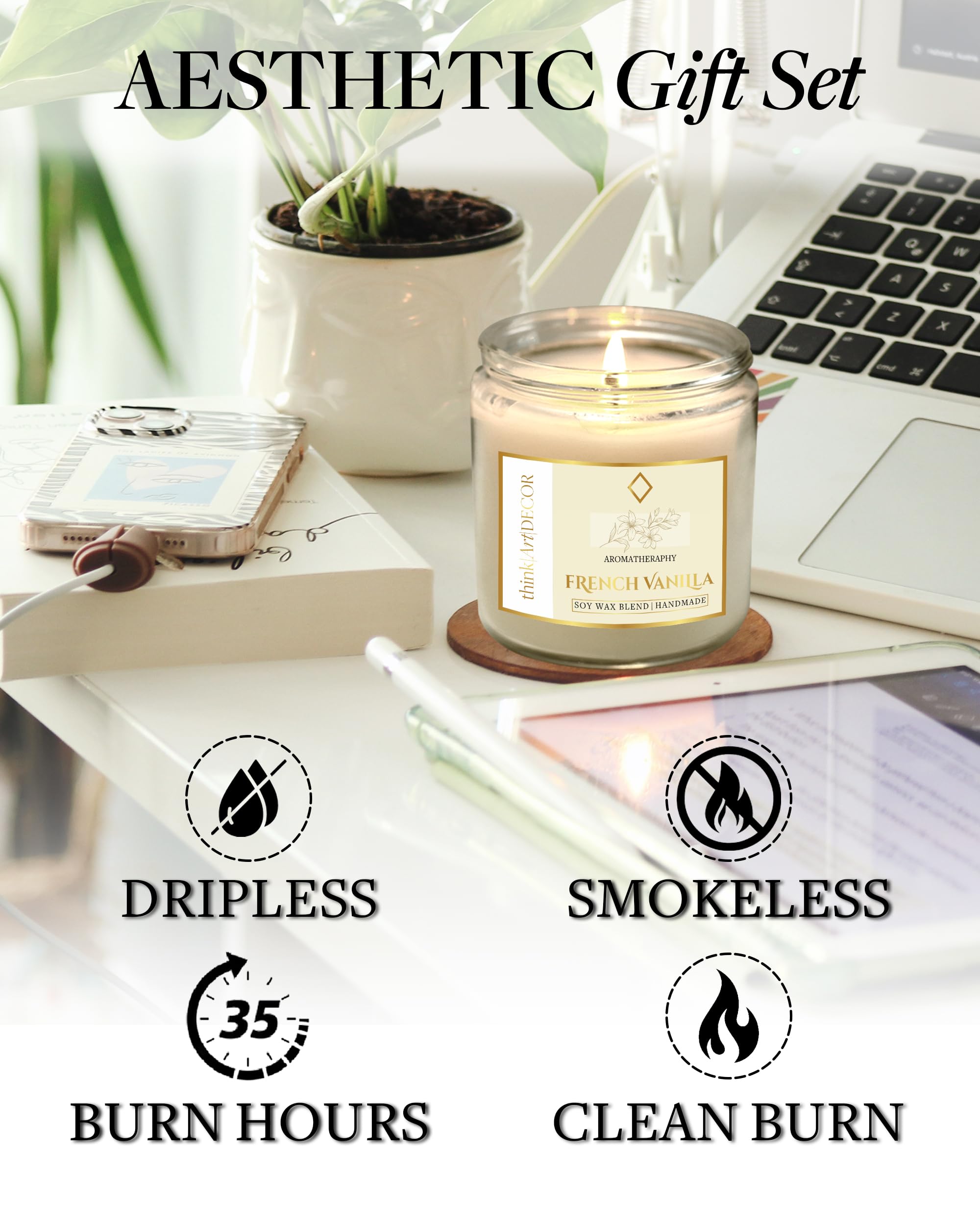 French Vanilla Scented Candle - Long Lasting Fragrance -3
