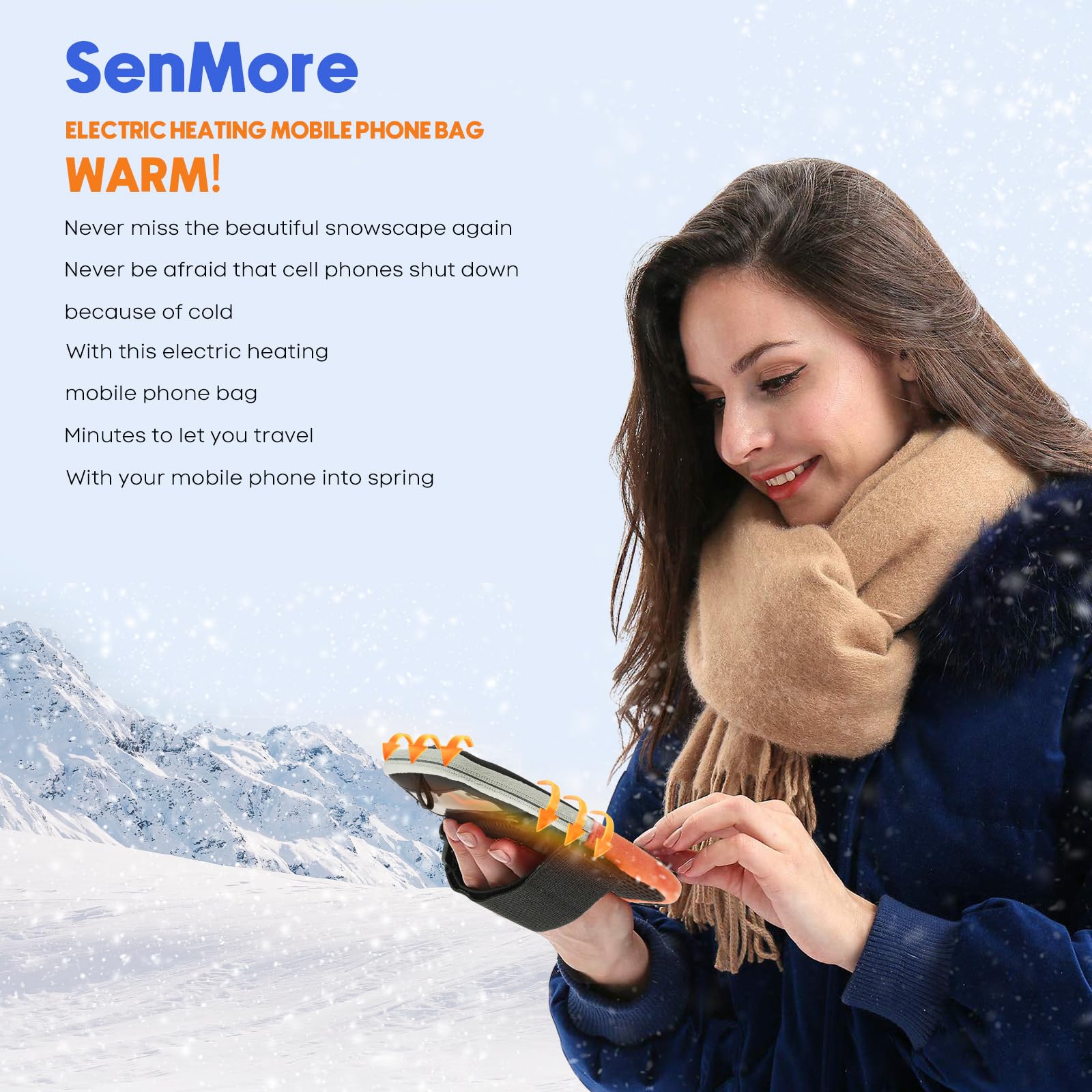SenMore Funda térmica para teléfonos Inteligentes, prolonga la Vida útil de la batería, Ahorra energía, cálida Funda para teléfono Compatible con iPhone, Huawei, Samsung, Xiaomi, etc