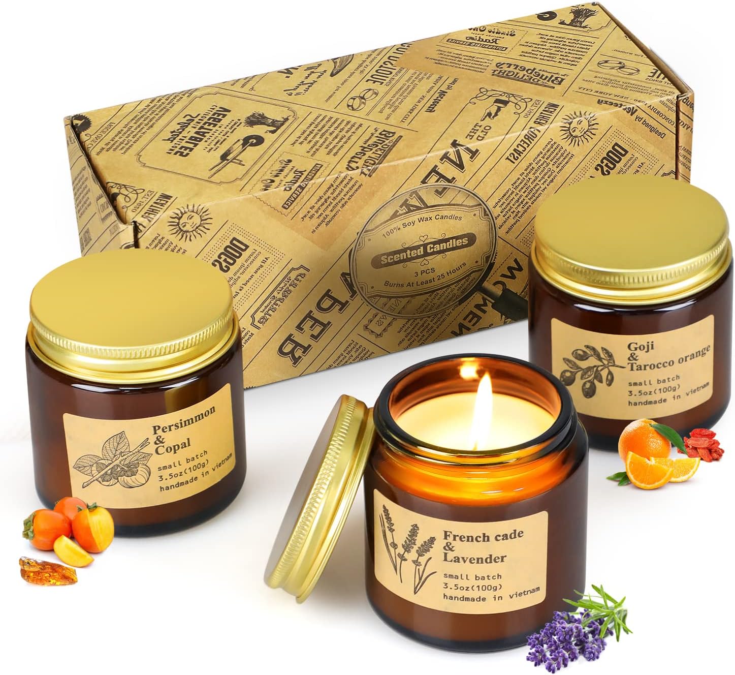 Candles Set, Organic Soy Candles 3 Pack, Candles Gifts for Women, Mother's Day, Birthday, Scented Aromatherapy Candles for Home Scented, Small Candles Clearance for Stress Relief, 3.5 oz : Health & Household