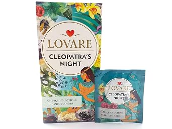 Lovare ...Share the Love Cleopatras Night Blend of Green Leafy Beichao with Fruit Pieces, Flower Petals and the Natural Raspberry Flavour 24 Tea Bags
