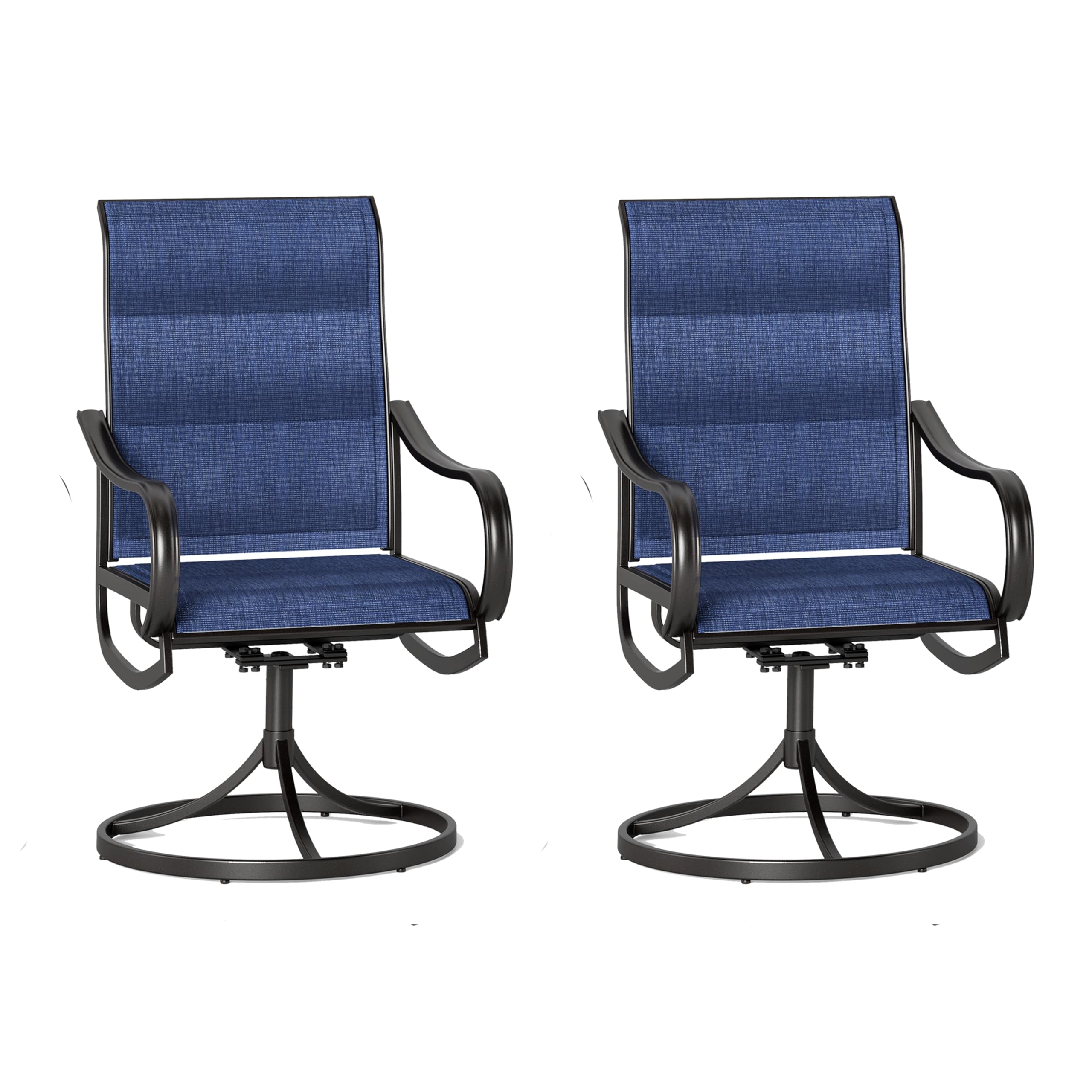 Sophia & William Outdoor Patio Chairs Set of 2, Swivel Patio Chair with Padded Textilene and Black Metal Frame, Good for Lawn Yard Garden All Weather