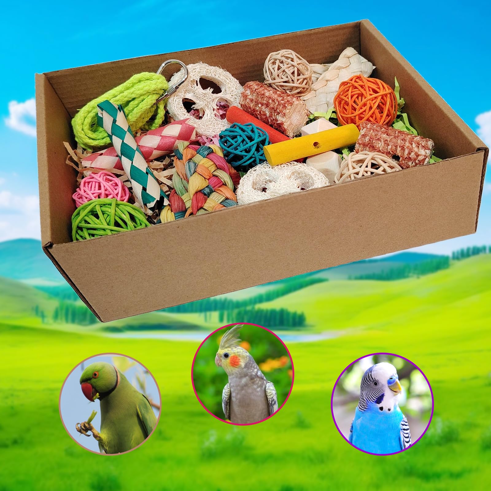 Amazon.com : kencunay Bird Toys，Colorful Parrot Foraging and