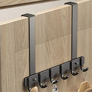 Muaco Over The Door Hooks,Over The Door Towel Rack With 7 Coat Hook Heavy Duty Door Hanger Stainless Steel Coats Robes Hanging Towel Rack Back Bathroom Bedroom Door Bl - View #10